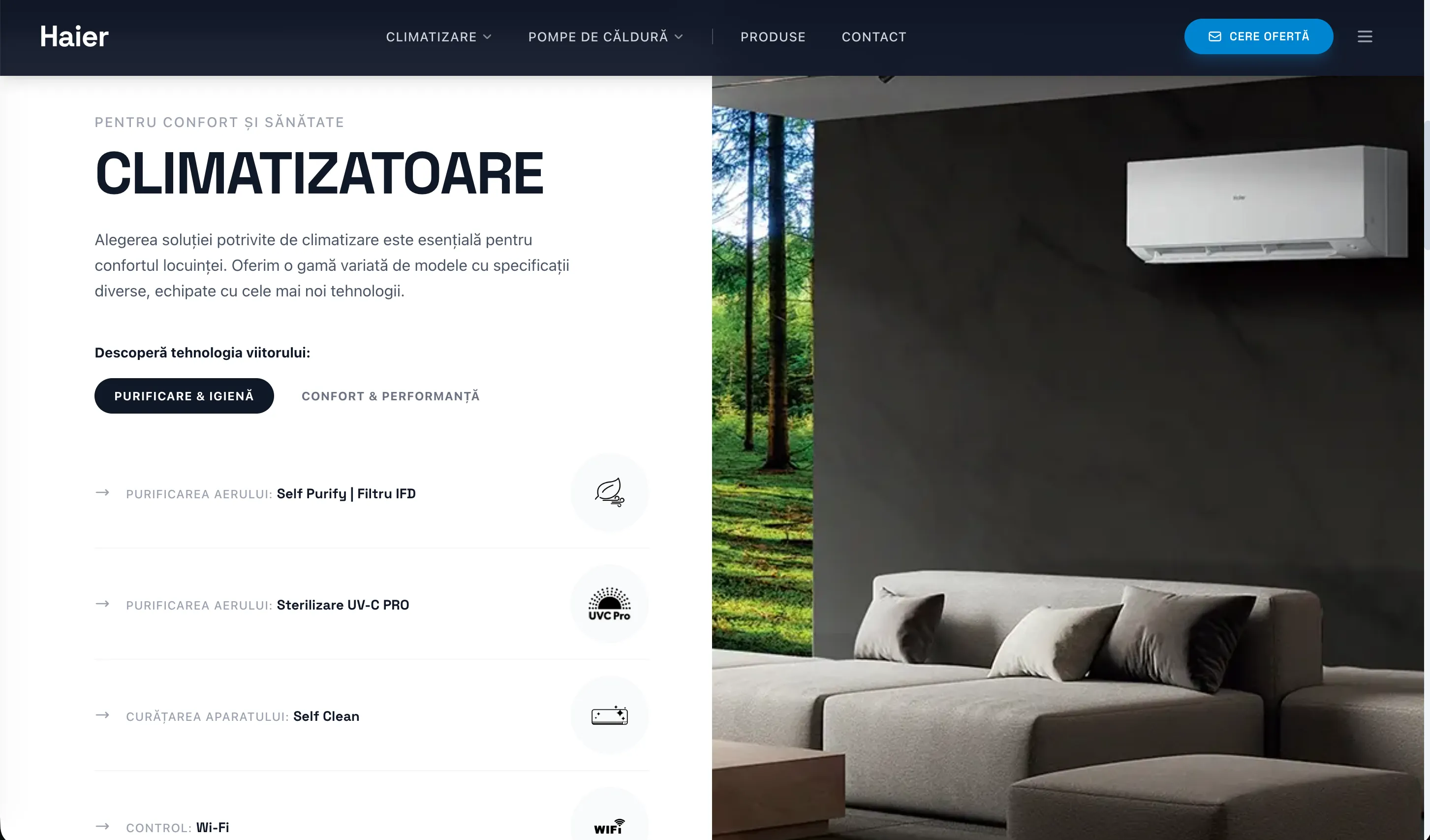 Climatizatoare features